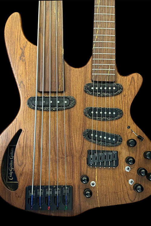 Craig Gordon Guitars - Custom Made Guitar - Double-neck Electric Bass and Guitar - Model #DNBG-56 - Roberto-Venn 50th Anniversary - Buffalo Music Club